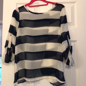 Sheer Navy Striped Blouse